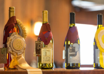 A few of Cache Creek Vineyards and Winery's medals and ribbons on display in the tasting room